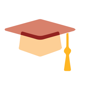 Simple illustration of a graduation cap with a yellow tassel on white background