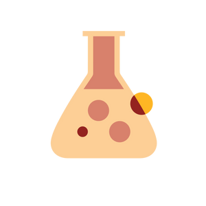 Illustration of a soil sample test flask with colorful bubbles, representing home soil analysis kit components.