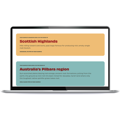 UNDR report on a laptop comparing the sample with famous places